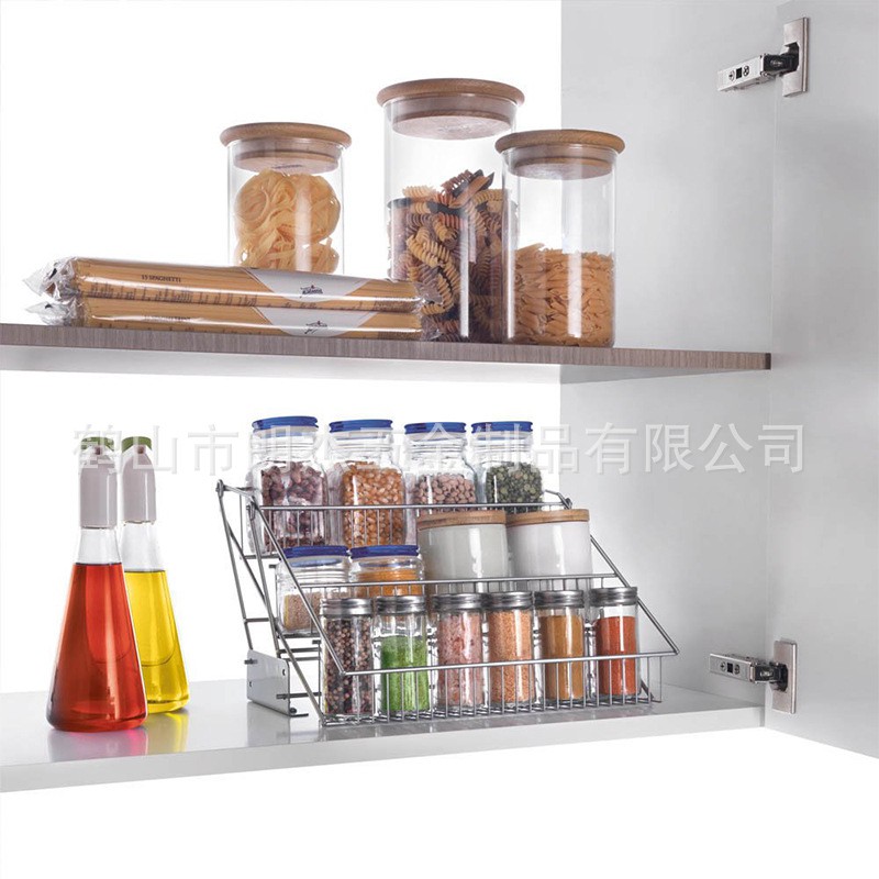厨房置物架调味料收纳架打孔壁挂式Spice rack橱柜拉伸香料架现货