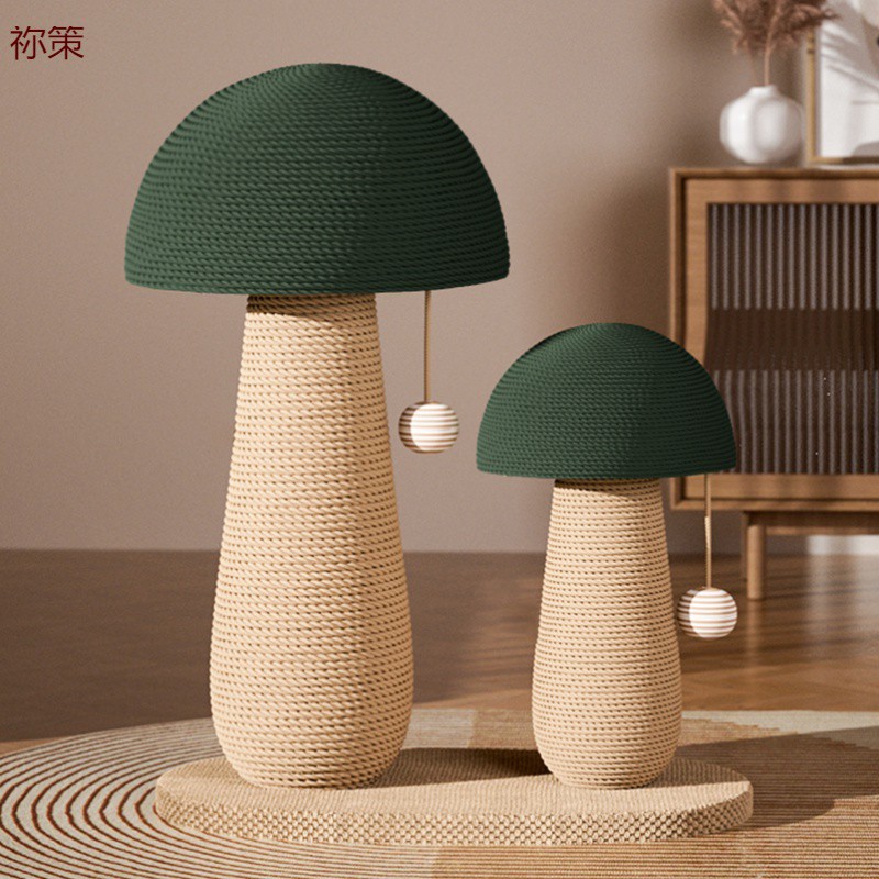 ee4新款剑麻绳猫抓板猫抓柱耐磨不掉屑蘑菇立式磨爪猫咪用品逗猫