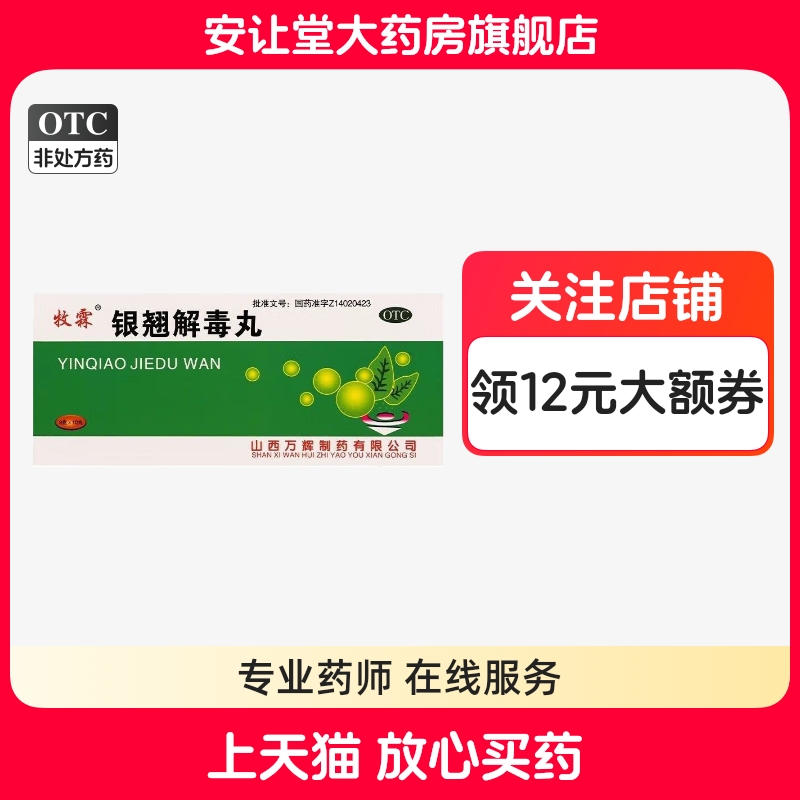 牧霖银翘解毒丸9g*10丸正品风热感冒发热头痛咳嗽口干咽喉疼痛