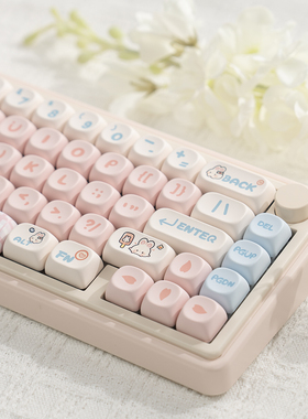 漫步猫QMK65无线蓝牙有线机械键盘女生可爱办公游戏静音麻将音RGB