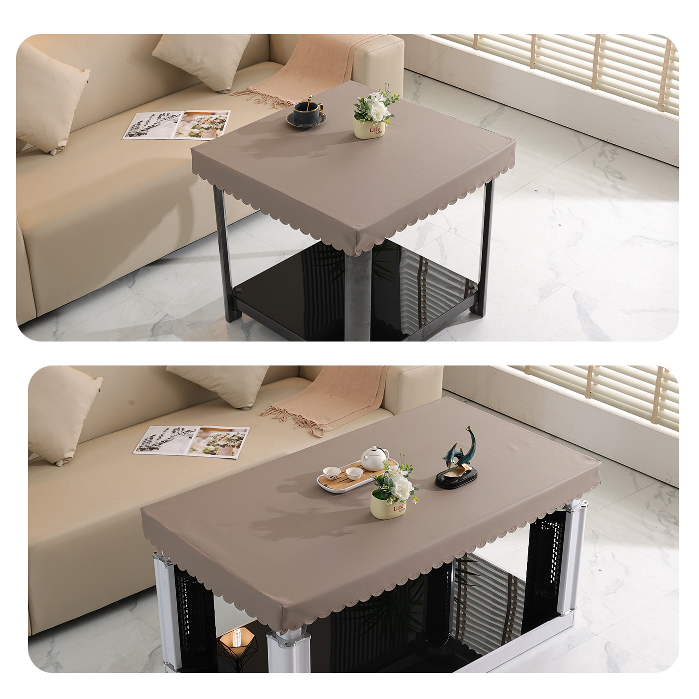 烤火桌子罩套皮罩桌布防水防油烫电取暖桌茶几正方形长电炉桌面餐