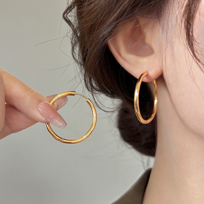 欧美简约素圈耳环女纯银2025新款爆款高级感耳钉轻奢小众设计耳饰