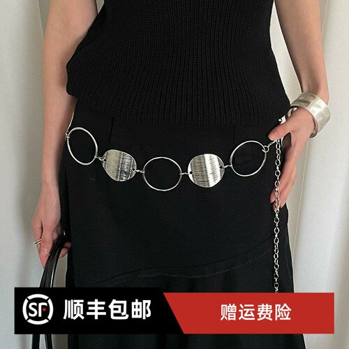 高级感金属圆环拼接腰链女
