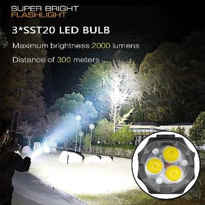 网红3 LED Flashlight 18350 Torch 1800LM ATR Luminus SST20 Re