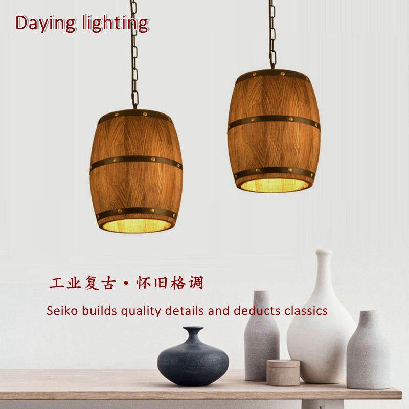 美式乡村复古实木酒桶吊灯个性创意酒馆酒吧餐厅酒窖酒庄灯具跨境