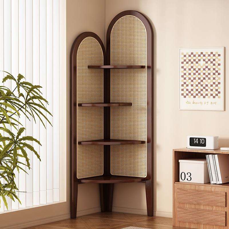 转角置物架实木落地墙边角收纳柜客厅三角柜子餐厅拐角书架储物柜