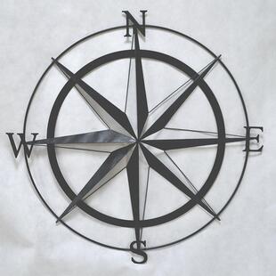 工厂直销铁艺圆形指南针壁饰金属墙艺术装饰壁挂复古航海主题挂件