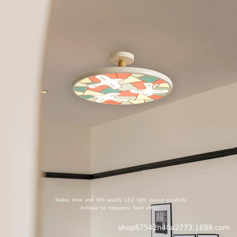 中古奶油风卧室吸顶灯高级感艺术卡通和平鸽轻法式次卧儿童房间灯