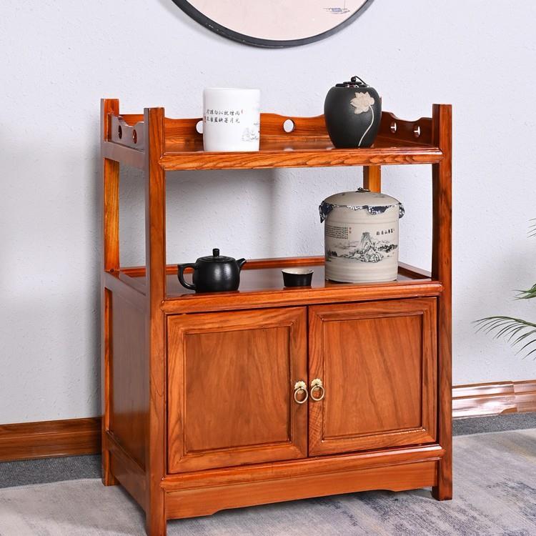 茶水柜实木新中式老榆木餐边柜家用可移动茶柜置物架客厅茶台边柜