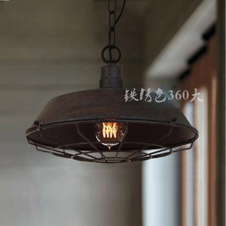 设计师款复古工业灯具美式乡村铁艺餐厅吧台酒吧做旧锅盖单头吊灯