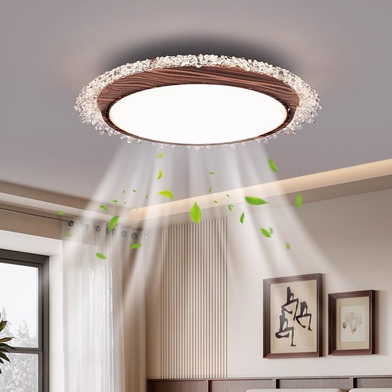 无叶风扇灯卧室圆形2025新款现代简约餐厅中古风创意吸顶风扇灯