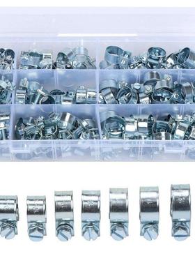 跨境135pcs盒装镀锌迷你卡箍软管夹双耳抱箍水管夹8-18mm组合套装