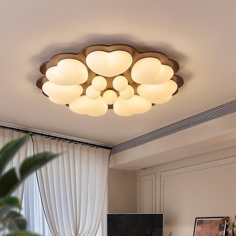 法式中古风卧室吸顶灯实木高级感餐厅卧室书房走廊爱心创意护眼灯