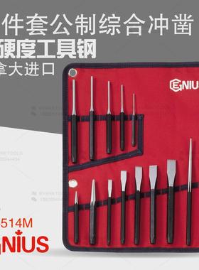 天赋GENIUS工具进口14件套公制综合冲凿组石工钢冲子凿子PC-514M