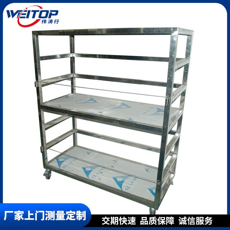 东莞不锈钢手推车防静电周转车仓库货架带万向轮置物架物料周转车