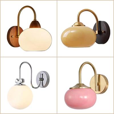 奶油风北欧原木艺简约胡桃色实木民宿客厅过道楼梯灯卧室床头壁灯