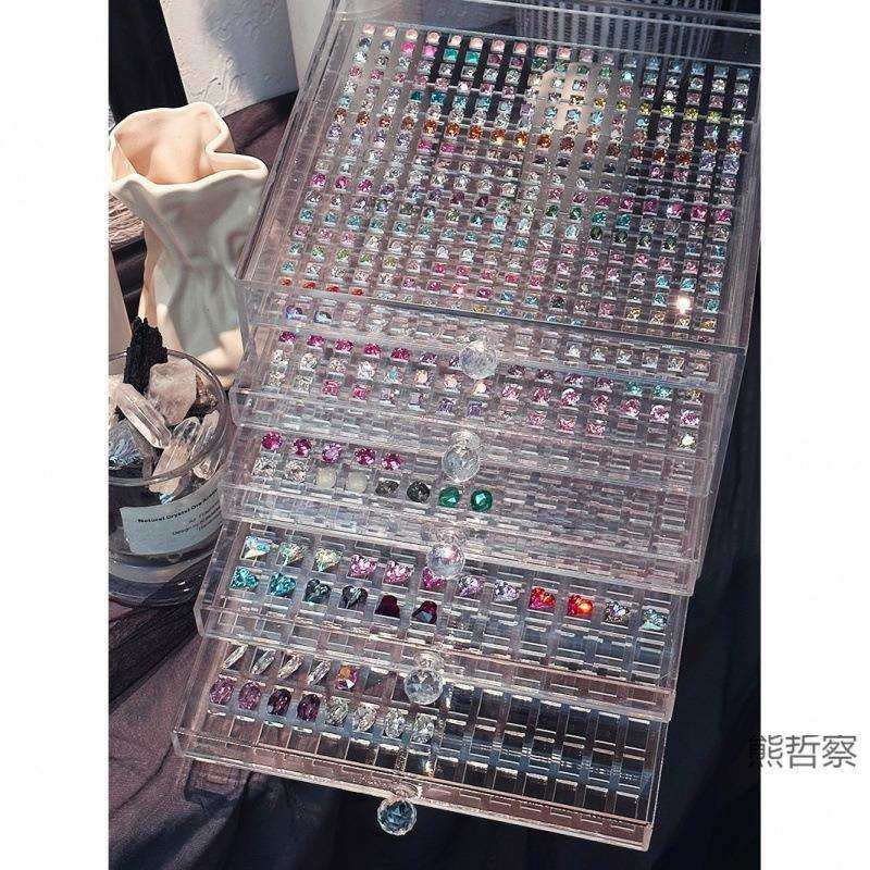 华子别墅新款亚克力收纳现货美甲盒美甲店高透明小饰品抽屉整理盒