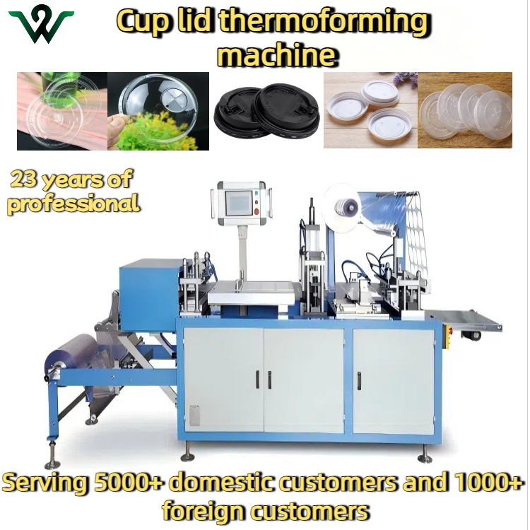 Disposable plastic cup lid thermoforming machine