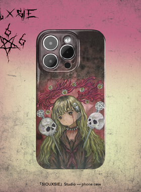 Siouxsie暗黑童话风小众插画适用于适用于苹果15promax手机壳14pro二次元12mini/11新款xs/xr防摔菲林全包边