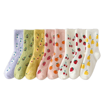 毛毛袜子女秋冬季加绒加厚中筒袜