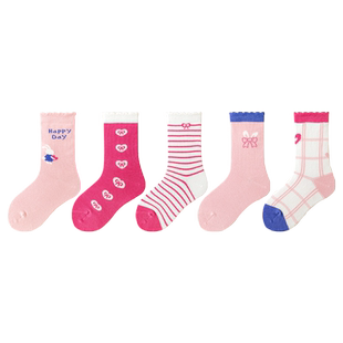 女童袜子春秋款纯棉a类高筒儿童小女孩宝宝全棉无骨中长筒袜秋冬