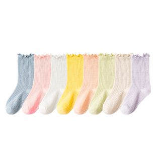 女童袜子夏季薄款网眼堆堆袜儿童女孩宝宝公主花边中筒袜夏天纯棉