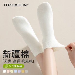 薄款 中筒袜夏季 短筒袜白色 纯棉无骨月子短袜2026新款 袜子女春秋季