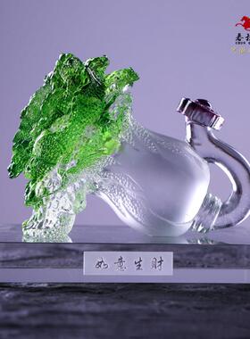 琉璃家居装饰品玉白菜店铺开业乔迁礼物招财客厅前台摆件百财如意