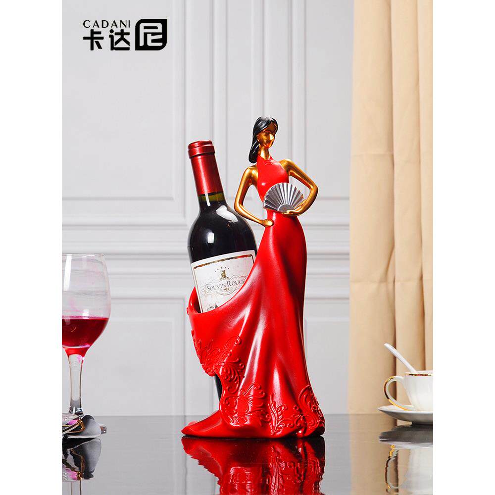 欧式美女红酒架酒柜装饰品摆件新中式抖音家居客厅电视柜摆设礼物