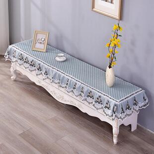 纯色欧式电视柜盖布蕾丝防尘罩长方形客厅长条桌布鞋柜防尘套帘子