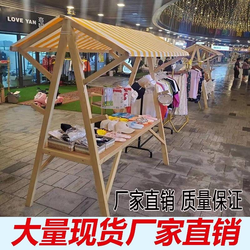 防腐木小吃车集市摊位展示架景区超市花车烧鸟推车商场移动售卖车