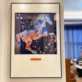 70简约轻奢方巾90 丝巾装 裱70 90长方形玫瑰金相框无失真裱画挂墙