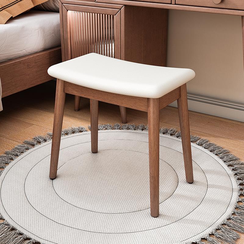 全实木化妆换鞋凳北欧轻奢现代简约家用卧室餐厅方板凳梳妆台椅子