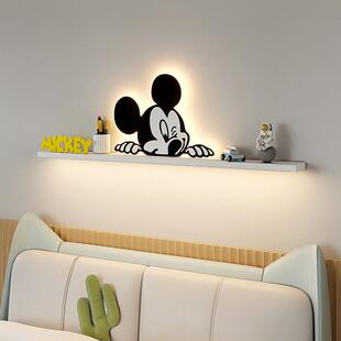 智能语音儿童房床头背景壁灯卡通米奇男女卧室装饰插座式免布线灯