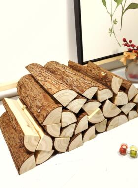 装饰木柴原木壁炉摆件橱窗造景木头背景墙客厅装饰民宿木材篝火木