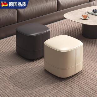 Monroe德国皮革矮凳家用简约沙发凳换鞋凳化妆椅客厅方凳软包板凳