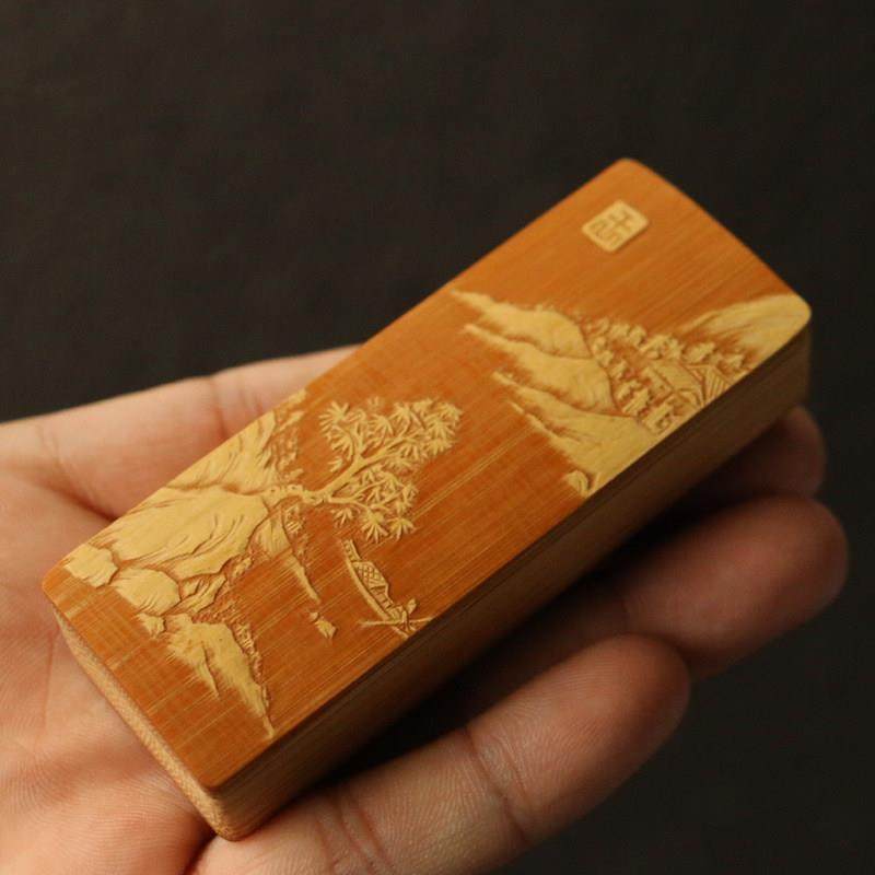 十几年老玉竹合青双面留青雕刻牙签盒竹雕工艺品把件把玩文玩竹雕,特色手工艺,竹编/竹雕,淘宝优惠券,粉丝福利购,淘宝优惠卷