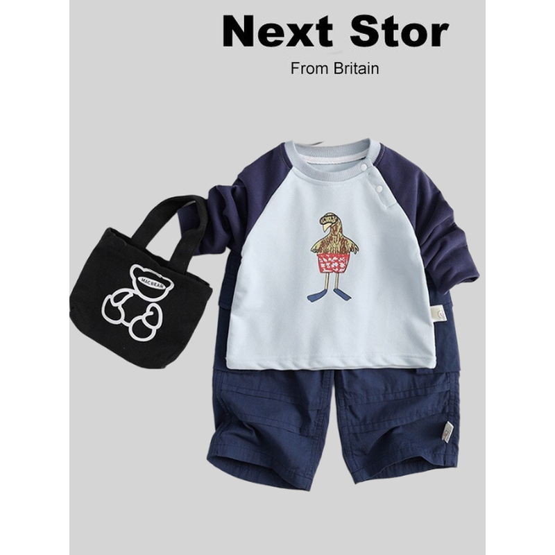 英国netx Stor 男童春秋洋气套装2025新款帅气宝宝长袖卫衣两件套