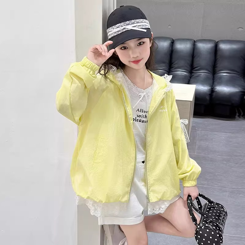 英国LMKL女童长袖防晒衣夏季2026新款儿童透气宽松型大童连帽外套