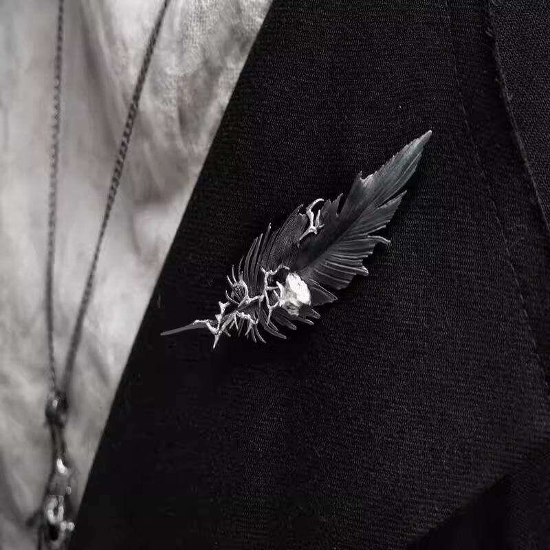 英国设计师LMKL手工羽棘玫瑰胸针男士小众设计轻奢高级感扣针女款