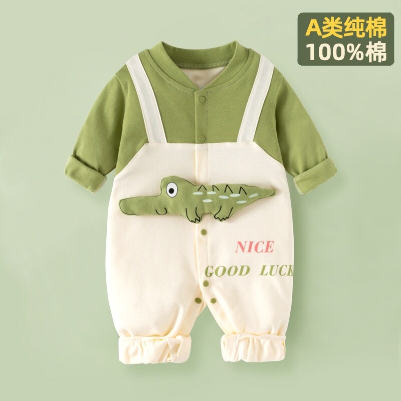 netx Kiss婴儿衣服春秋款周岁纯棉宝宝连体衣卡通哈衣爬服外出服