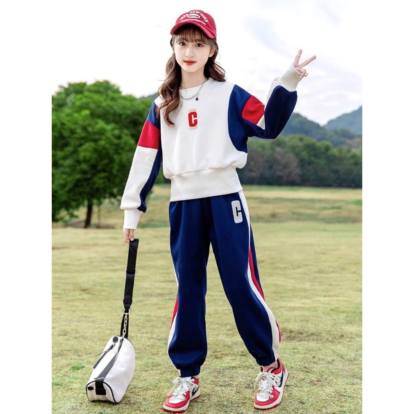 英国MDCW女童套装春季2025新款时髦运动童装大童儿童卫衣春秋装