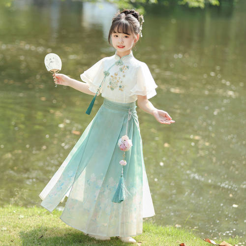 女童2026夏季新款古风唐装国风马面裙装薄款女童汉服新中式亲子套
