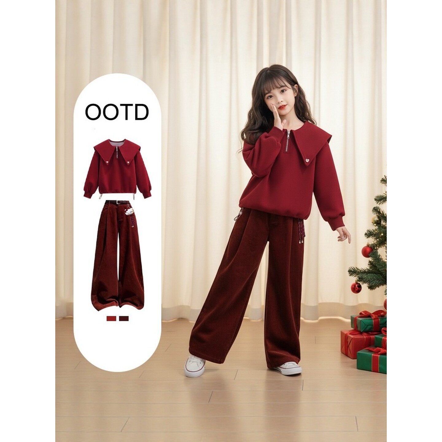 法国BADNUT女童套装秋冬2026新款儿童马年本命年中大童卫衣两件套