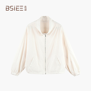 新品 BSiEE本涩领子抽绳外套2025春季 休闲立领简约百搭上衣女