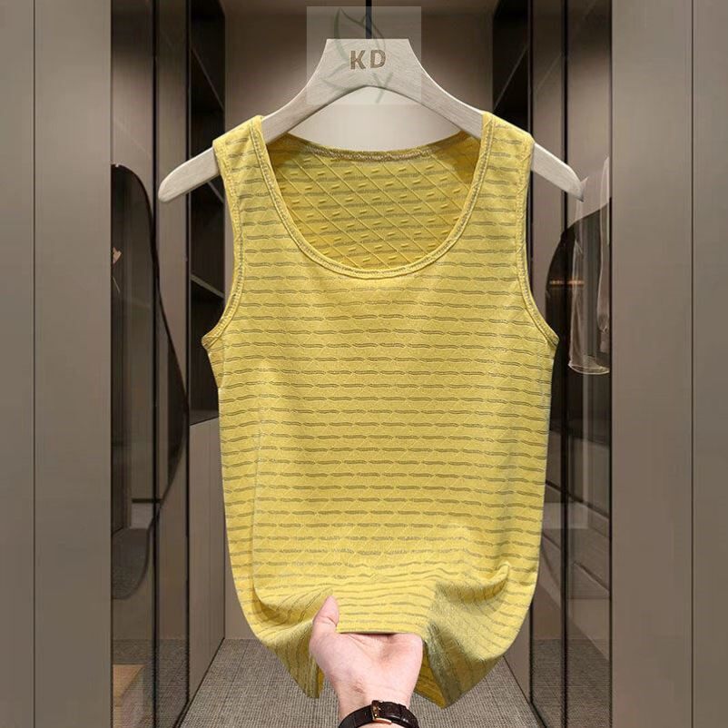 2026新款男士冰丝背心薄款个性吊带跨栏无袖打底衫夏重工镂空提花