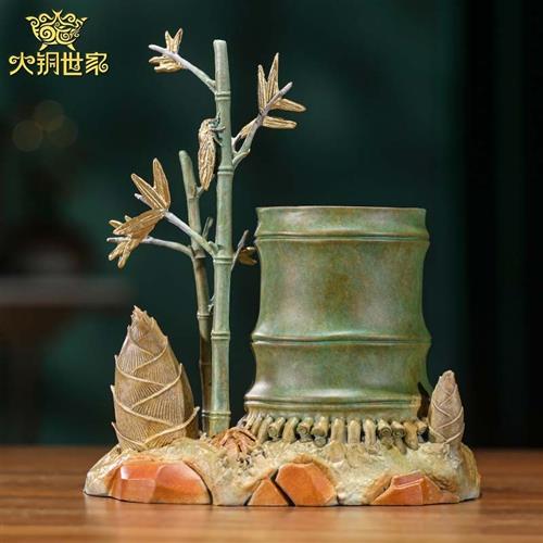 黄铜节节高笔筒摆件家居办公室桌面装饰送老师教师节礼品