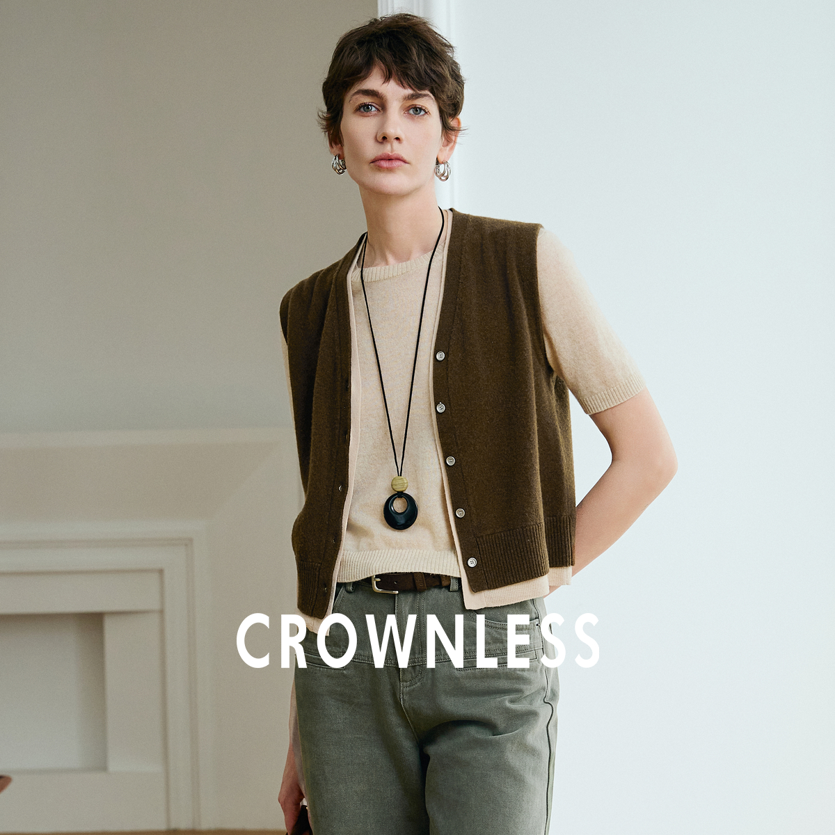 新中式洋气假两件叠穿针织背心