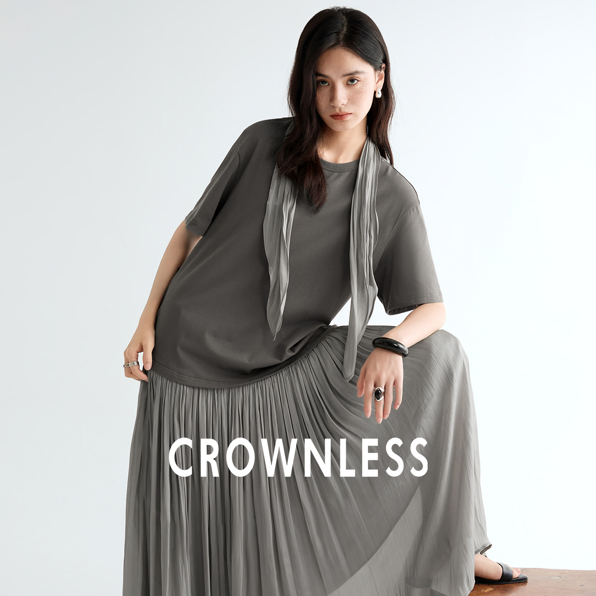 解构风松弛拼接全棉干爽25秋垂褶