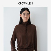 CROWNLESS未冕26春亲肤水溶羊毛 18针织造 自由堆堆领多纽扣毛衣